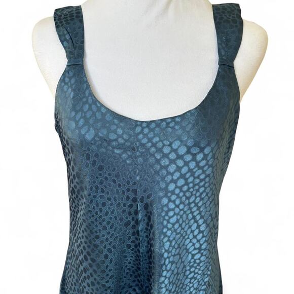 90'S VINTAGE JONES NEW YORK BLUE‎ SATINY MAXI DRESS LARGE. - Picture 6 of 7